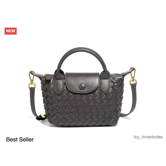 Mini Braided Faux Leather Top Handle Satchel Crossbody Bag